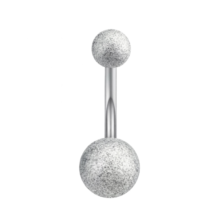 14g Belly Button Ring Glitter Sandblasted Silver Navel Barbell 15$